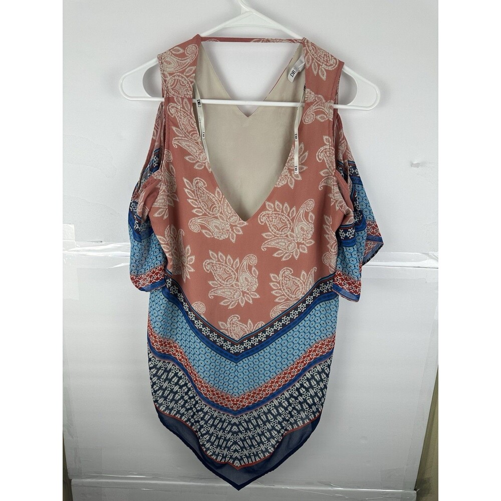 DR2 Daniel Rainn Women's Cold Shoulder Boho Top Sz S Paisley Print (